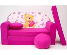 Pro Cosmo H3 - Sofá Cama para niños con puf, reposapiés y cojín, de Tela, Multicolor (168 x 98 x 60 cm)