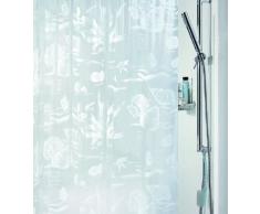 Spirella 180 x 200, Blanco colección Riff, Cortina de Ducha Textil, 100% Polyester, PVC
