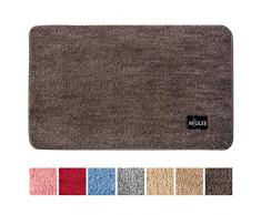 MIULEE Alfombra de Pelusa Rizada Suave Antipolvo Antideslizante Absorbente Alfombra Cuadrada Lavable de Piso Puertas de Entrada Pasillo para Dormitorio Sala de Estar Cocina 50cm x 80cm Marrón