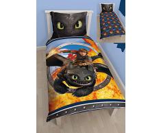Character World DreamWorks Dragons Toothless Ropa de Cama 135 x 200 cm + 80 x 80 cm Nuevo & Embalaje Original sin Dientes - La Dragón Jinete de Berk - Deutsche tamaño estándar