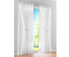 SIMPVALE - Juego de 2 Cortinas con Pestaña Superior y Visillo Transparentes para Ventana, para Dormitorio, Habitación, Sala de Estar, Balcón, Blanco, 140 x 175 cm