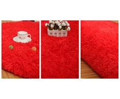 htdirect dormitorio alfombra Super suave moderno circular sala de estar alfombras Shaggy alfombra redonda de la alfombra jugar Nursery decorativo para baño habitaciones, rosso, 100CMx100CM