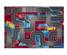 Cars 640019 alfombra de suelo, terciopelo, rojo/gris, 133 x 95 x 1,5 cm