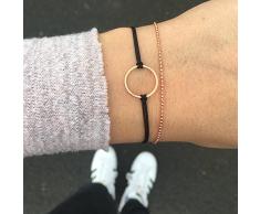 Circular Pulsera Rose Oro en tela negra banda – Pulsera tierna visillo fabricado a mano en Alemania.