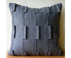 Grey Sophistication - Decorativa Funda de Cojin 40 x 40 cm, Square Charcoal Grey Fieltro Alforzas