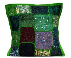 Funda de cojín bordada, estilo étnico con lentejuelas