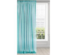 Eurofirany Cortina Lisa Transparente Fruncido, Elegante, Dormitorio, salón, 1 Unidad, Tela, Turquesa, 140 x 270 cm