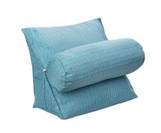 HALOVIE Almohada lumbar de cuña y flexible de respaldo para sofá, cama y silla de oficina 47 * 45 * 23cm Azul