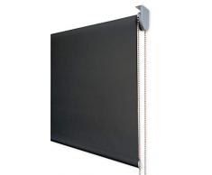 Estor Enrollable Visillo Premium Metal (Desde 40 hasta 300cm de Ancho) Transparente (máxima claridad y Visibilidad Exterior). Color Negro. Medida 90cm x 260cm para Ventanas y Puertas
