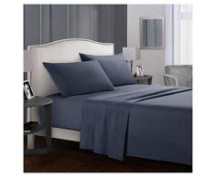 GUOCU Juego de Sábanas con Fundas de Almohada - Microfibra Cepillado-Juego de Cama Transpirable Suave Gris Azul King