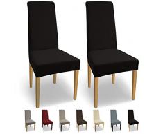 SCHEFFLER-HOME Natalie 2 fundas de sillas, estirable Cubiertas de la sillas, extraíble elástica funda, tela lycra con banda elástica para un ajuste universal, de algodón - Negro