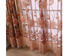 hotbesteu Cortinas Dormitorio Moderno Lujo Flores Impreso de Tul Cortina Traslúcidas Cortinas Transparentes 100x250