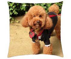 Perro de llevar un traje y comen hierbas - Funda de cojín (18