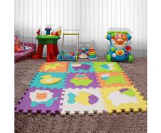 Alfombra de Juego Puzzle–Piezas de Puzzle de Encaje que Promueven el Desarrollo Sensorial Visual–Alfombra Suave para Niños–9 Azulejos con Vibrantes Imágenes–Azulejos de Suelo de Goma-EVA Mat-No Tóxico