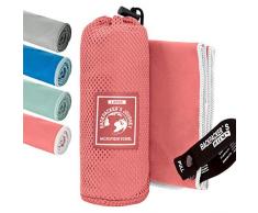 Backpackers Journey Toallas de Microfibra en S M L XL. La Toalla de Viaje es Ligera, de Secado rápido, Absorbente y antibacteriana (salmón S)