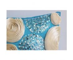 Turquesa Cubierta De Cojines Decorativos, Cinta De La Flor Y De Las Lentejuelas De Marfil De Rose Tema Floral 45x45 cm Fundas De Almohada, Sedala Seda Funda De Almohada - Eternity