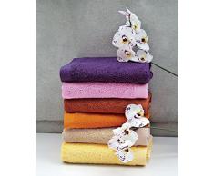 Lasa Juego Toallas, algodón 100%, Fucsia, Baño (100 x 150 cm), Lavabo y tocador