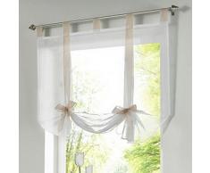 SIMPVALE Cortina de Gasa elevable con Cintas y Lazos Estilo Romano de Estar Dormitorio
