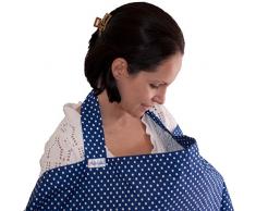 Enfermería cubierta 100% algodón - tapa de la lactancia materna - Capa de lactancia - delantal enfermería - regalo para las nuevas mamás + gratis bolsita - Capa de lactancia con hebilla Azul Mantas - Davantal d'infermeria
