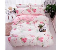 Fansu Flamenco Juego de Ropa de Cama de 4 Piezas Juego de Fundas de Edredón Incluye 1 Funda Nórdica y 1 Sábana encimera 2 Funda de Almohada (Cama 90-150x200cm,Flamenco - Rosa)