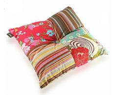 Versa Cojin Cuadrado con Relleno Patchwork, Multicolor, Única