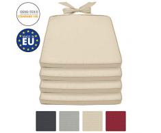 Beautissu Set de 4 Cojines para sillas Pia sillas Mimbre y Asientos Interior/Outdoor 45x40x5cm desenfundables Natural