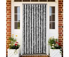 vidaXL Cortina Mosquitera Puerta 90x220 cm Gris y Blanca Malla Anti Insectos