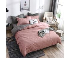 Fansu Juego de Ropa de Cama 4 Piezas Microfibra Juego de Fundas de Edredón Incluye 1 Funda Nórdica y 1 Sábana encimera 2 Funda de Almohada (Cama 150/160-220x240cm,Rosa)