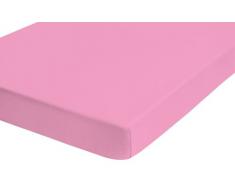 Biberna 77144/173/046 - Sábana bajera ajustable elástica, jersey 100% algodón, ultrasuave e extensible, para una cama de niño de 60 x 120 cm, hasta 70 x 140 cm, color rosa