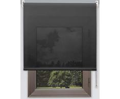 Estor Enrollable Vision Premium Metal. Anchos de 40 a 280cm. Luz e intimidad Durante el Dia. Color Negro. Estores Tipo Visillo A Medida para Ventanas y Puertas