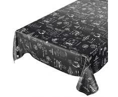 Anro Mantel de hule para mesa, con aspecto de bistró, lavable, toalla pvc, Negro , 100 x 140cm