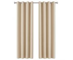 PONY DANCE Par de Cortinas Modernas Beige Salon - Drapeados Largos Térmicos Aislantes Ruido Luz/Decoracion Hogar Ventanas Dormitorio Oficina Sala Cocina Colegio, 2 Paneles, 140 x 220 cm (An x L)