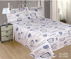 ForenTex- Colcha bouti reversible, (SE-2568), cama 90 y 105 cm, 190 x 260 cm, Estampada cosida, Marino Frances, colcha barata, set de cama, ropa de cama. Por cada 2 colchas o mantas paga solo un envío (o colcha y manta), descuento