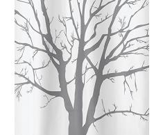 InterDesign Tree Cortina de ducha | Cortinas para baño de diseño de 183,0 cm x 183,0 cm | Cortina de baño con un genial estampado | Patrón de árbol | Poliéster gris