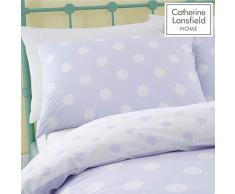 Catherine Lansfield - Juego de Funda nórdica y Funda de Almohada para Cama de Matrimonio, diseño de Lunares, Color Morado