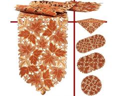 quinnyshop Otoño, cosecha, camino de mesa bordado de hojas de otoño mantel tamaños diferentes, poliéster, terracota, poliéster, marrón, Round 8 inches