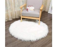 SXYHKJ Oveja de Piel sintética Felpudo Alfombra Antideslizante Lujosa Suave Lana Artificial Alfombra para salón Dormitorio baño sofá Silla cojín(45x45cm, Blanco)