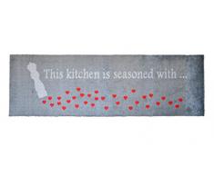Alfombrilla LifeStyle 100239 Corazoncitos, alfombra antideslizante y lavable, ideal para el armario, la cocina o el dormitorio, 50 x 150 cm, gris / rojo