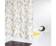 Ridder 463780-350 Berry - Cortina de ducha de tela (180 x 200 cm, incluye enganches), color blanco con diseño de plantas