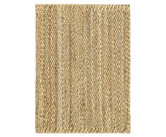 HAMID - Alfombra de Yute Granada 100% Fibra de Yute Natural, Alfombra Suave, Tejida a Mano, Alfombra de Salón, Comedor, Dormitorio, Pasillos, Entrada, Color Natural (70x50cm)
