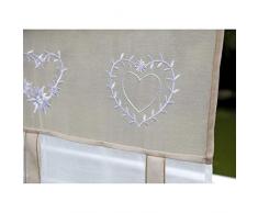 SIMPVALE 1 Pieza Tul Cortina Romana Translúcido, Bolsillo De Barra Tie Up Persianas Romanas, Voile Cortinas De Empalme Bordado - Marrón Claro, Ancho 60cm / Altura 120cm