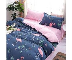 DOTBUY Juego de Funda de Edredón, 3 Piezas Funda Nórdica Microfibra Juego de Cama Cremallera Funda de Almohada (Cama 90-150x200cm, Flamenco)