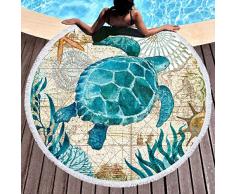 LIUNIAN Ocean World Beach Towel Microfiber Toallas de Playa Redondas Grandes 150 cm x 150 cm 59 Pulgadas para Mujeres niños niñas niños