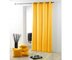 Douceur d Intérieur Essentiel Cortina con Ojales Metal, poliéster 140 x 280 cm, cerámica, Amarillo, 140x2x240 cm