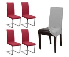 Beautex – Funda para silla Jersey, juego de 4, elástica, algodón, bielástica, color a elegir, algodón, burdeos, Onesize Stretch