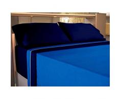(Azul/Marino 180) JUEGO SÁBANAS LISAS BICOLOR VERANO TODAS LAS MEDIDAS DE Y 200cm largo MICROFIBRA, sábana bajera ajustable,1x funda almohada y encimera y PACK tobilleros REGALITOS TV anti-presion (180_x_200_cm, CELESTE/AZUL)