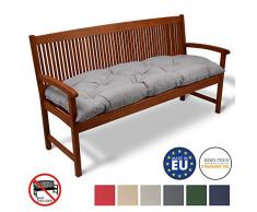 Beautissu Cojines para Bancos Flair BK 150x50x10 cm Cómodo Acolchado Banco de jardín/Columpio Hollywood Gris Claro