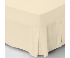 Just Contempo Sábana Bajera Ajustable con Volantes - Sábana Rica en Algodón con Volantes - Algodón Poli, Matrimonio (King Size), Crema