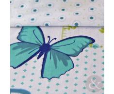 Just Contempo - Juego de funda nórdica y funda de almohada (reversible, poliéster y algodón), diseño patchwork, mezcla de algodón, azul/blanco, funda de edredón doble King size