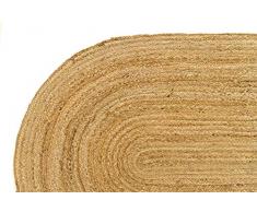 HAMID Alfombra Yute Alhambra Ovalada Color Natural 90x150cm - Alfombra 100% Fibra de Yute (140x70cm)